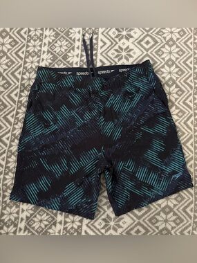 Speedo Men's Black & Teal Graphic Swim Shorts